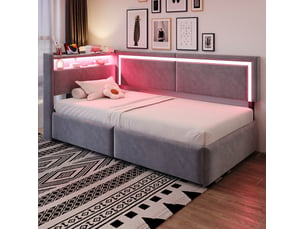 Lit coffre 90x200 cm <strong>OKWISH</strong> <strong></strong> coloris gris