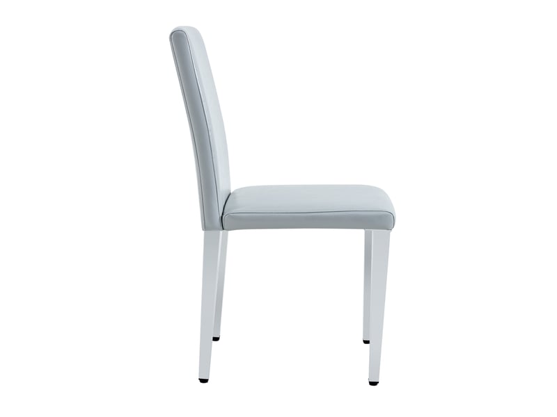  Lot de 4 chaises de salle à manger en similicuir pu gris clair et pieds en métal argenté W3658P400636 - Conforama B