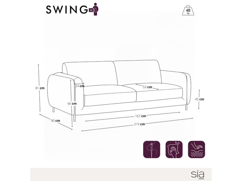  Canapé 3 places en tissu tramé toucher doux taupe swing 1SWI3PTTTP - Conforama E
