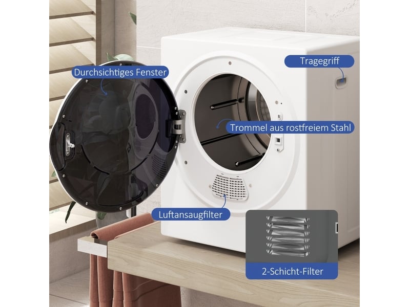  Sèche-linge compact 4 kg 49 x 40,5 x 60 cm blanc en plastique, à évacuation, pose murale ou libre  - Conforama D