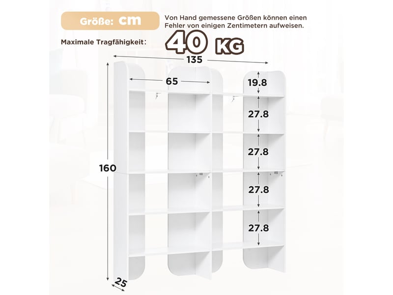  Bibliothèque de rangement - 135x25x160cm - à 5 niveaux, étagère rangement ouverte moderne - blanc  - Conforama E