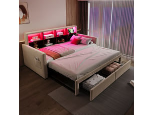 Lit extensible 90x190 cm coloris beige