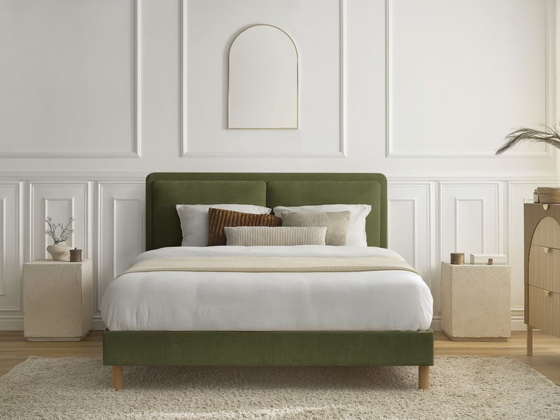  Bobochic lit mara tissu texturé avec lattes massives vert 180x200 MARA - Conforama B
