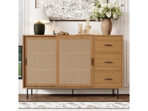 Meuble buffet 2 portes coulissantes tiroirs coulissantes 3 tiroirs rangement