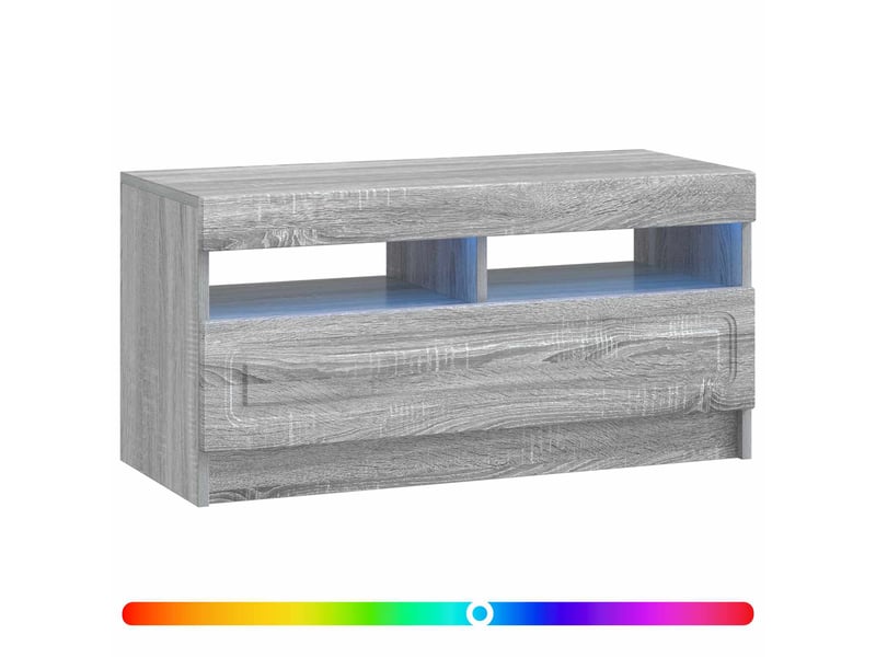  Meuble tv - banc tv - meuble de rangement led sonoma gris bois d'ingénierie  - Conforama C