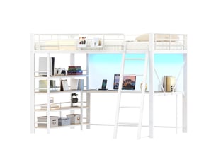Lit mezzanine 140x200 cm OKWISH   coloris blanc