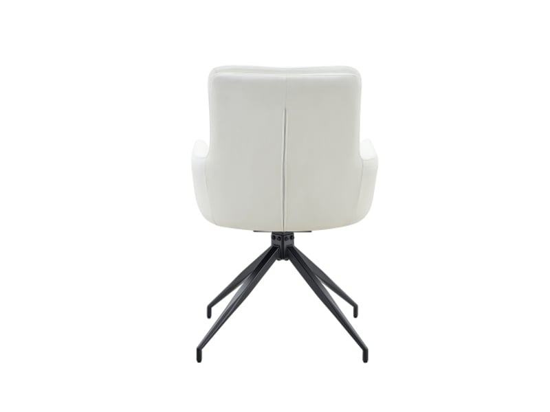  Ensemble de 2 chaises pivotantes design européen – pu blanc, pieds noirs en métal, pivot silencieux 360°  - Conforama E