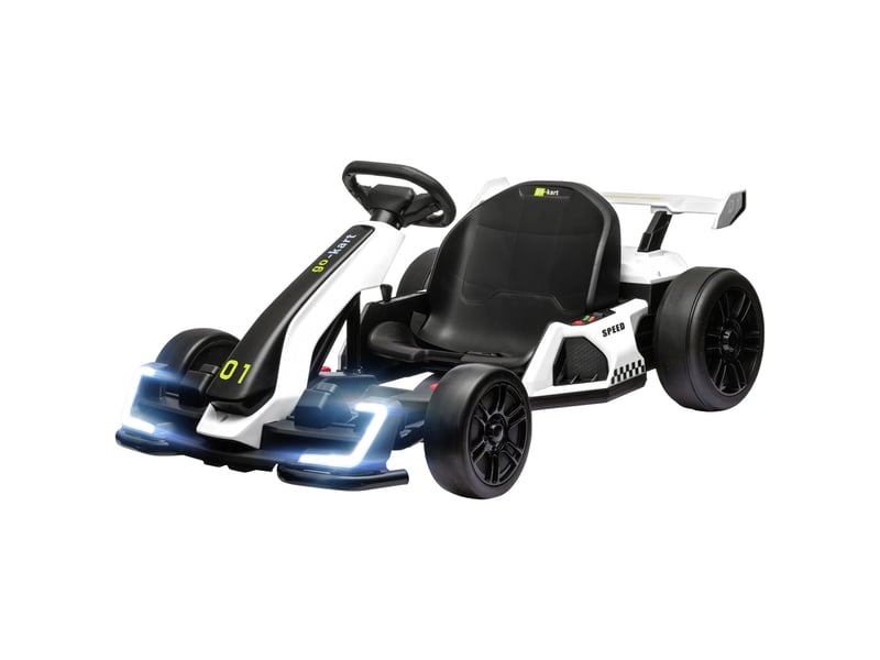 Karting électrique pour enfants de 6 à 12 ans, 24 v, 12 kmh, siège réglable, blanc - Conforama B