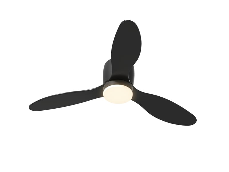  Ventilateur de plafond led ø115 cm, moteur dc réversible, 6 vitesses, télécommande, noir  - Conforama A