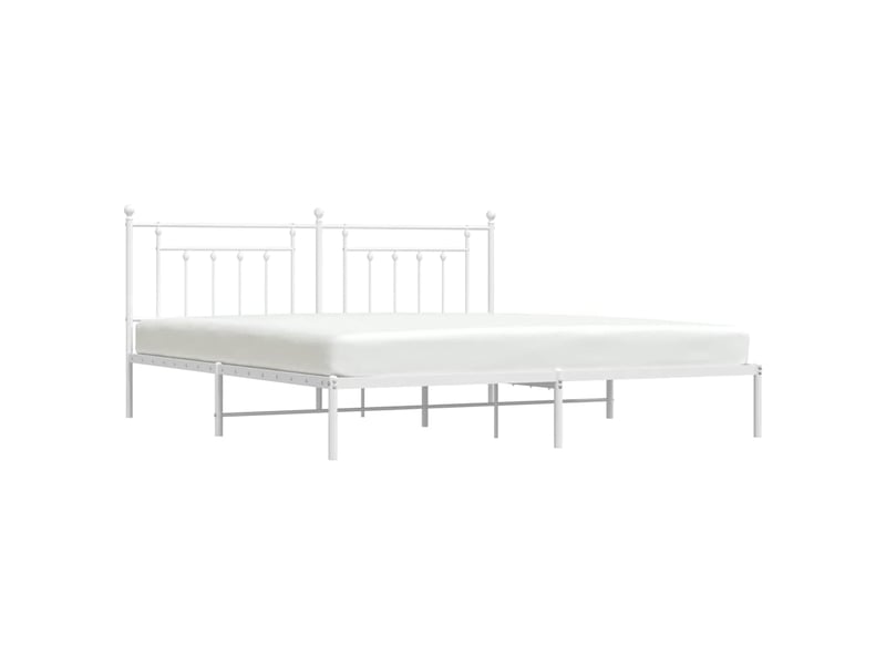 Lit double- lit adulte -  cadre de lit métal sans matelas et tête de lit blanc 200x200 cm  - Conforama D