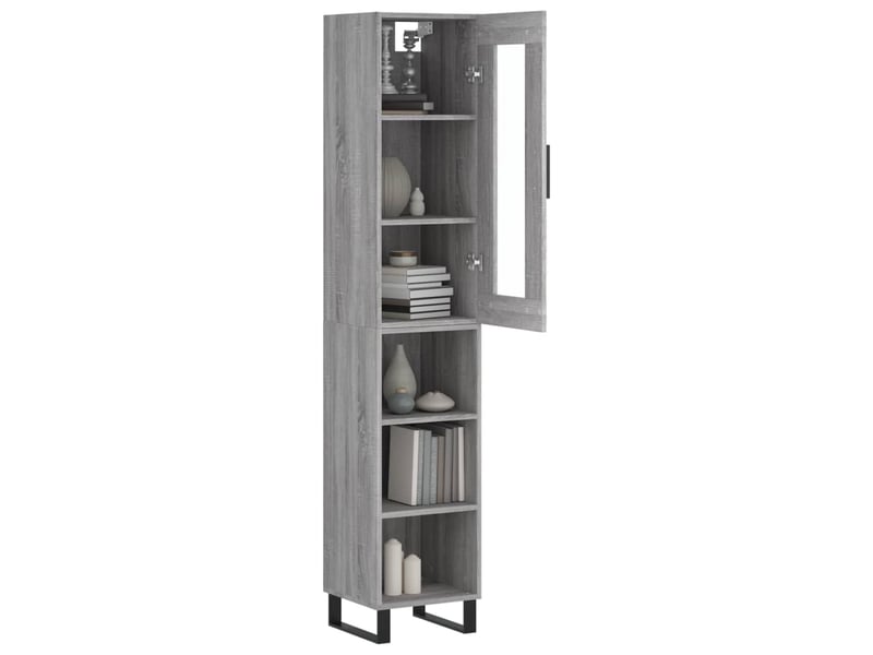  Buffet haut - bahut - meuble de rangement sonoma gris 34,5x34x180 cm bois d'ingénierie  - Conforama C