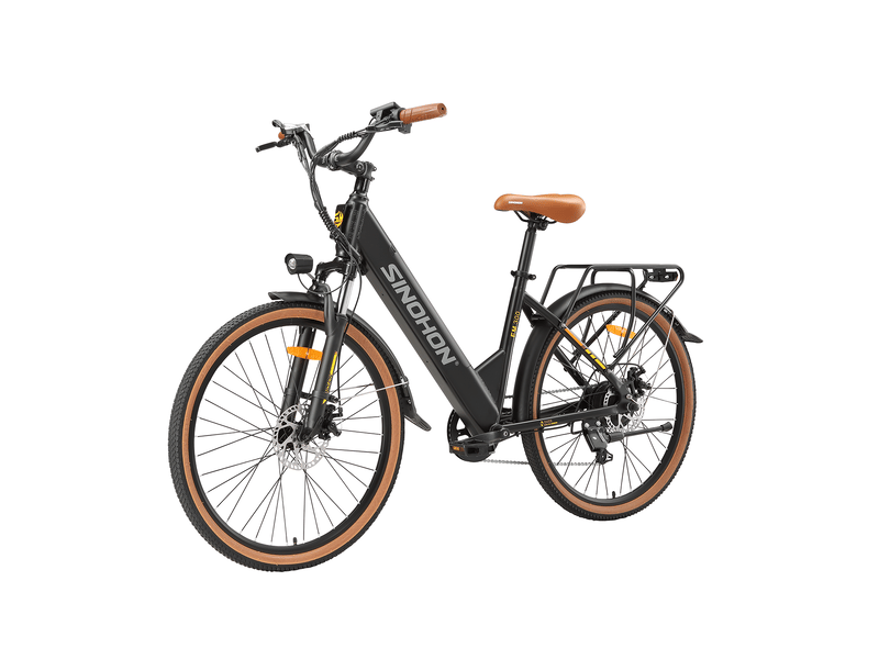  Vélo électrique de ville sinohon em300, 26, 7 vitesses, marron  - Conforama D