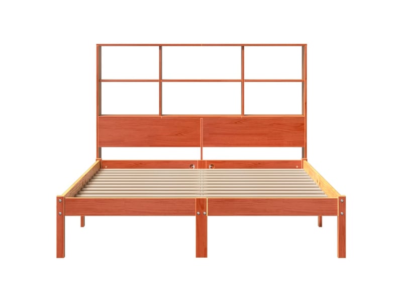  Lit double- lit adulte -  lit bibliothèque sans matelas  marron 150x200 cm pin massif  - Conforama C