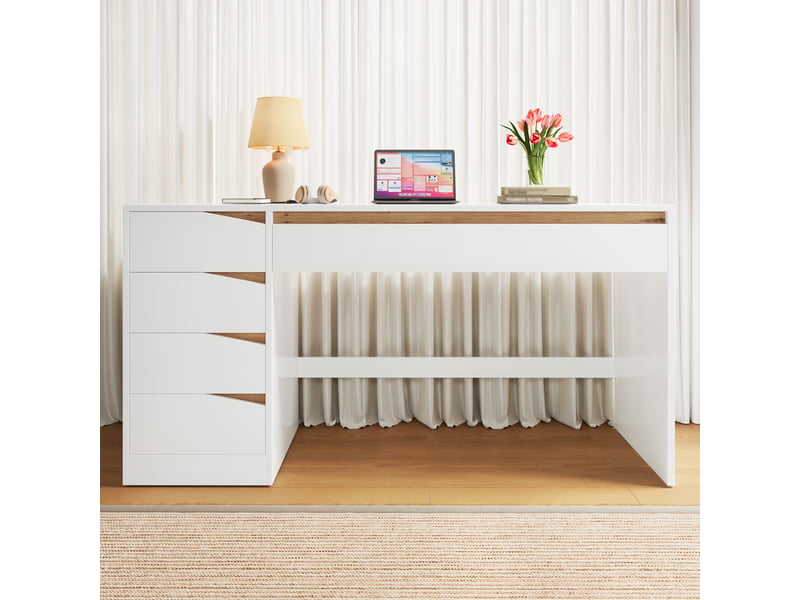 Bureau 140×50 cm, surface de travail importante, équipé de 5 tiroirs intégrés pour rangement Fay Lum - Conforama B