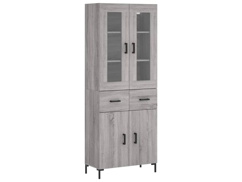  Buffet haut - bahut - meuble de rangement sonoma gris 69,5x34x180 cm bois d'ingénierie  - Conforama A