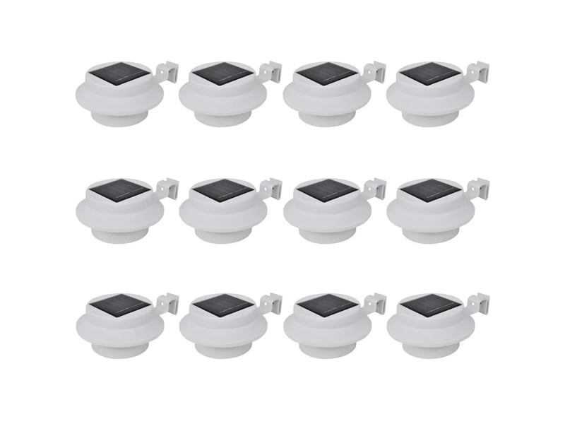  Lot de 12 lampes solaires led extérieures clôture 12 x 6,35 cm éclairage économique moderne en plastique blanc 02_0046372  - Conforama A