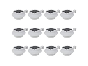 Lot de 12 lampes solaires led extérieures clôture 12 x 6,35 cm éclairage économique moderne en plastique blanc 02_0046372