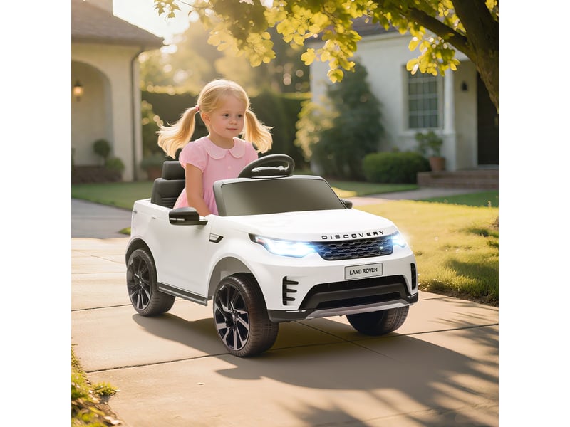 Voiture électrique land rover sous licence, avec phares led, klaxon et télécommande, 105 x 68,5 x 58 cm, blanche - Conforama D
