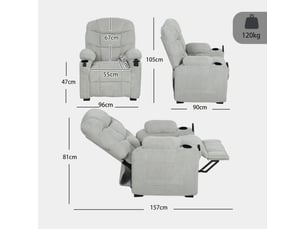 Fauteuil relax électrique Velours gris