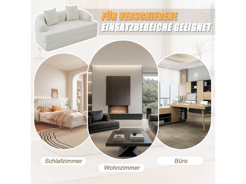  Canapé convertible, canapé-lit, pour chambre, beige, pour salon, en chenille  - Conforama E