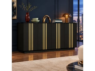 Buffet 4 porte(s) 0 tiroir(s) <strong></strong> <strong></strong> - 140 cm coloris noir