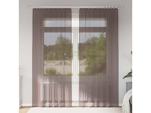 Lot de 2 rideaux en voile, voilages avec passe-tringles marron cf44471