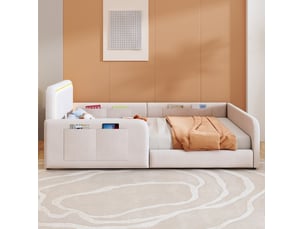 Lit simple 90x200 cm MODENUIT coloris beige