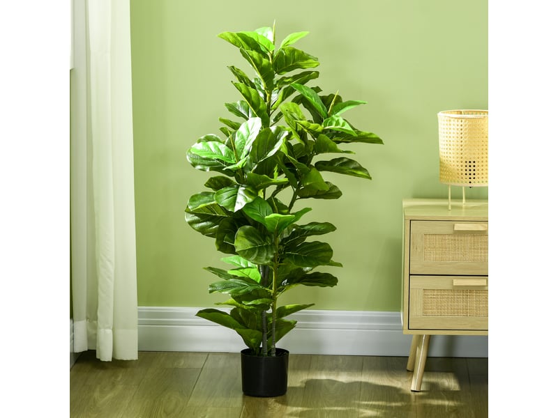  Lot de 2 plantes artificielles figuiers artificiels à feuilles arbre artificiel avec pot hauteur inclus 110 cm vert  - Conforama W