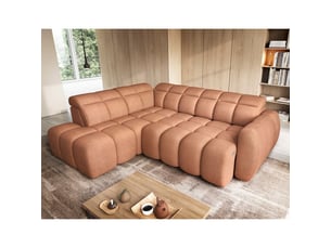 Canapé d'angle électrique ronda 4 places orange corail – angle gauche