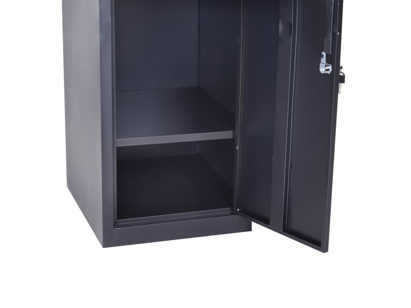  Armoire à casiers à 4 niveaux, casier vestiaire métallique avec 2 portes verrouillables à 2 clés, noir, 38x46x180cm  - Conforama E