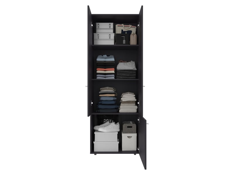  Armoire de 170 cm avec 3 portes et 2 étagères, wengé  - Conforama B