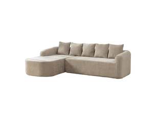 Canapé modulaire en chenille 3 places gris - sans montage, assise moelleuse avec coussin