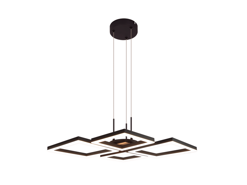  Zmh suspension led noir 32 w suspension en bois suspendue moderne hauteur réglable pour cuisine salon  - Conforama A