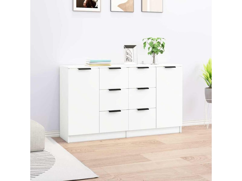  Buffets 2 pcs - bahut - meuble de rangement blanc 60x30x70 cm bois d'ingénierie  - Conforama B