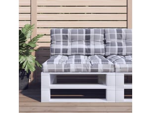 Lot de 2 coussins de palette, coussins de canapé motif à carreaux gris tissu cf59544