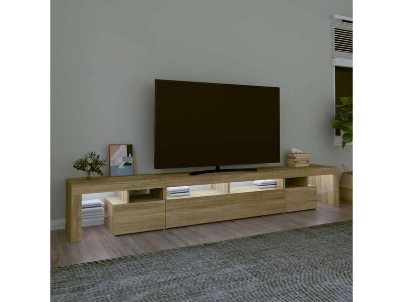  Meuble tv - banc tv - meuble de rangement avec lumières led chêne sonoma 260x36,5x40 cm  - Conforama C