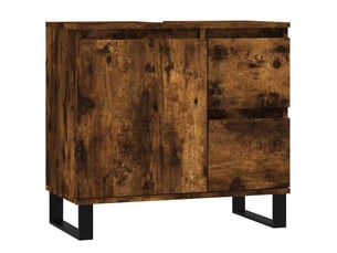 Amoire de salle de bain chêne fumé 65x33x60cm bois d'ingénierie shl6988