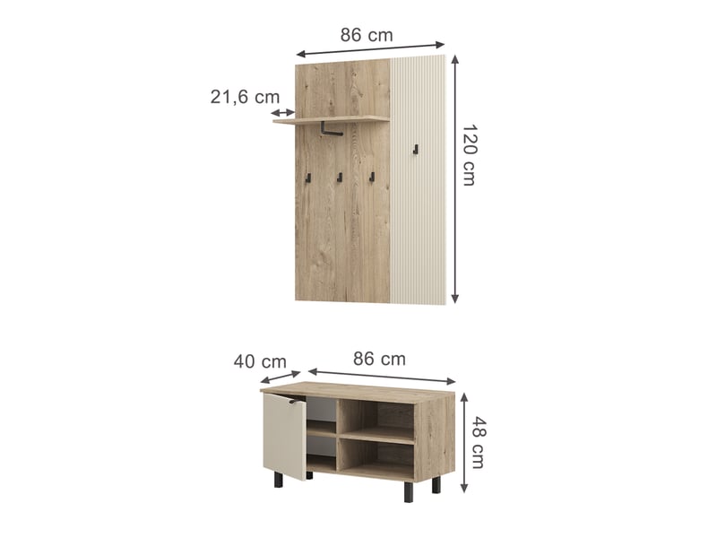  Vicco vestiaire, chênecachemire, ensemble de 2 pièces  - Conforama B