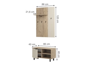 Vicco vestiaire, chênecachemire, ensemble de 2 pièces