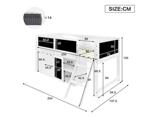 Lit mezzanine 90x200 cm coloris blanc