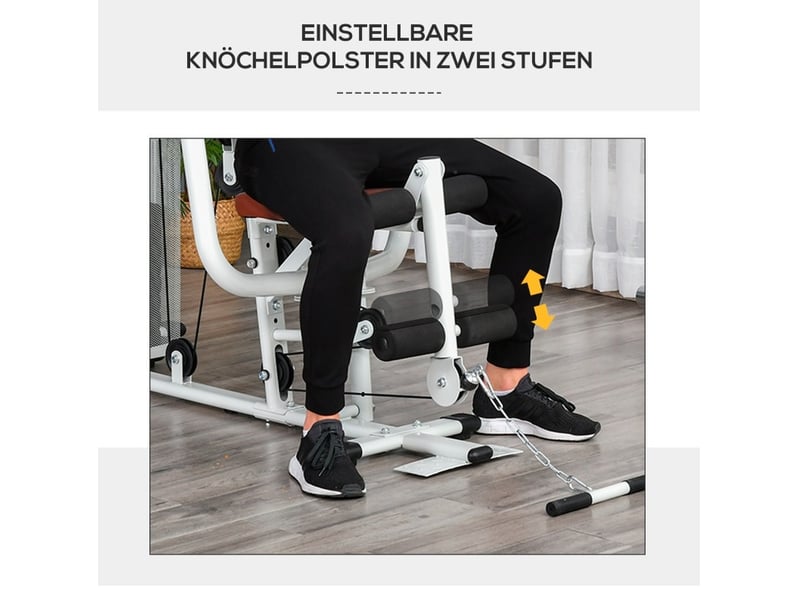 Station de musculation multifonction 150x110x210 cm métal blanc  - Conforama E