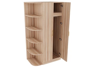 Armoire modenvie 2 portes 90 x 55 x 170 cm avec étagères et penderie décor bois naturel