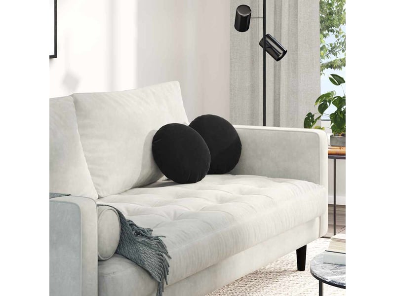  Lot de 2 coussins de siège, coussins décoratifs velours noir ø30 x 13 cm cf59908  - Conforama B