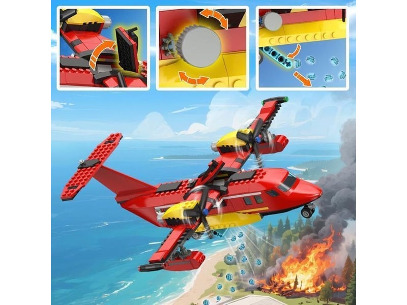  Jeu de construction 3 en 1 rescue avion helicoptere + camion de pompiers echelle extensible 151498_AABFD28342_6_DROPFR - Conforama D