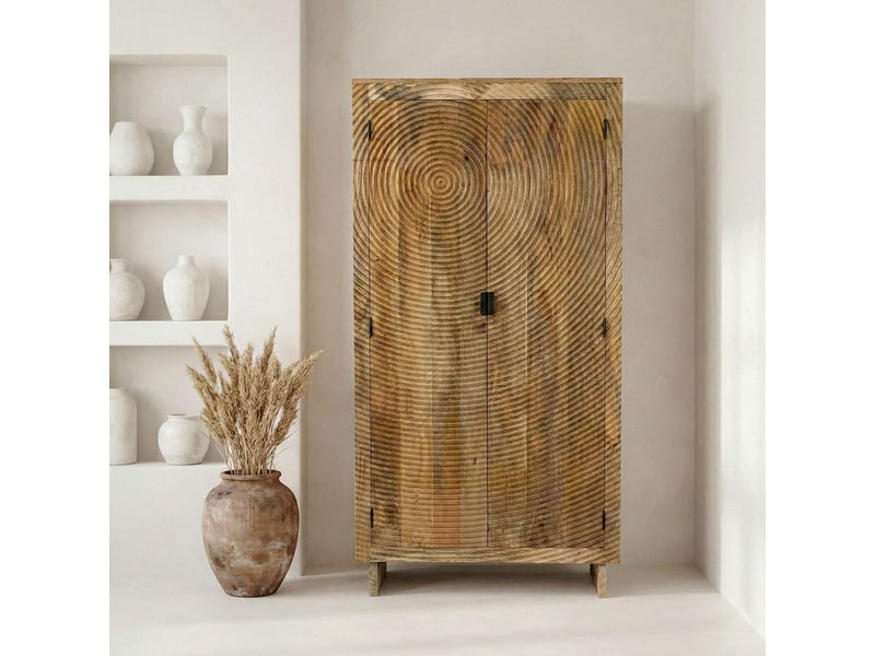 Finebuy armoire en bois de manguier massif naturel 180cm - armoire haute de salon - armoire polyvalente style maison de campagne - armoire à 2 portes - armoire design en bois massif faite à la main  - Conforama C