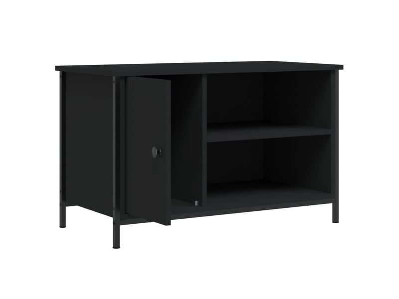  Meuble tv - banc tv - meuble de rangement noir 80x40x50 cm bois d'ingénierie  - Conforama E