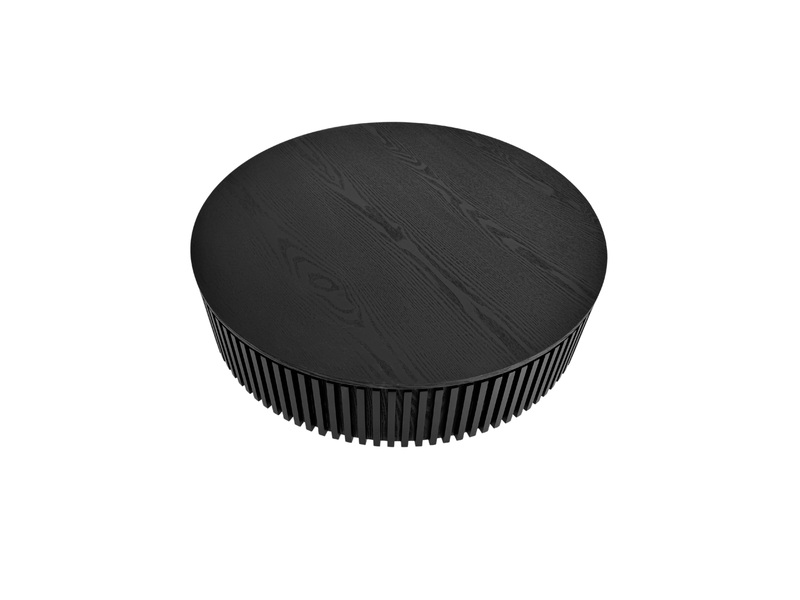  Table basse ronde 75x75x35 cm avec rangement mdf noire  - Conforama D