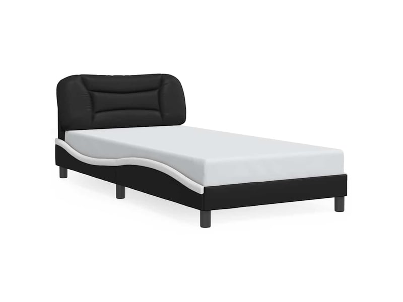  Lit simple- lit adulte -  cadre de lit sans matelas hvar noir et blanc 100x200 cm similicuir  - Conforama A
