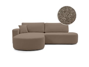 Canapé d'angle réversible convertible LOUNGITUDE KIARA 5 places Tissu bouclette Marron