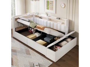 Lit banquette 90x200 cm <strong>SAPGAKS</strong> <strong></strong> coloris blanc